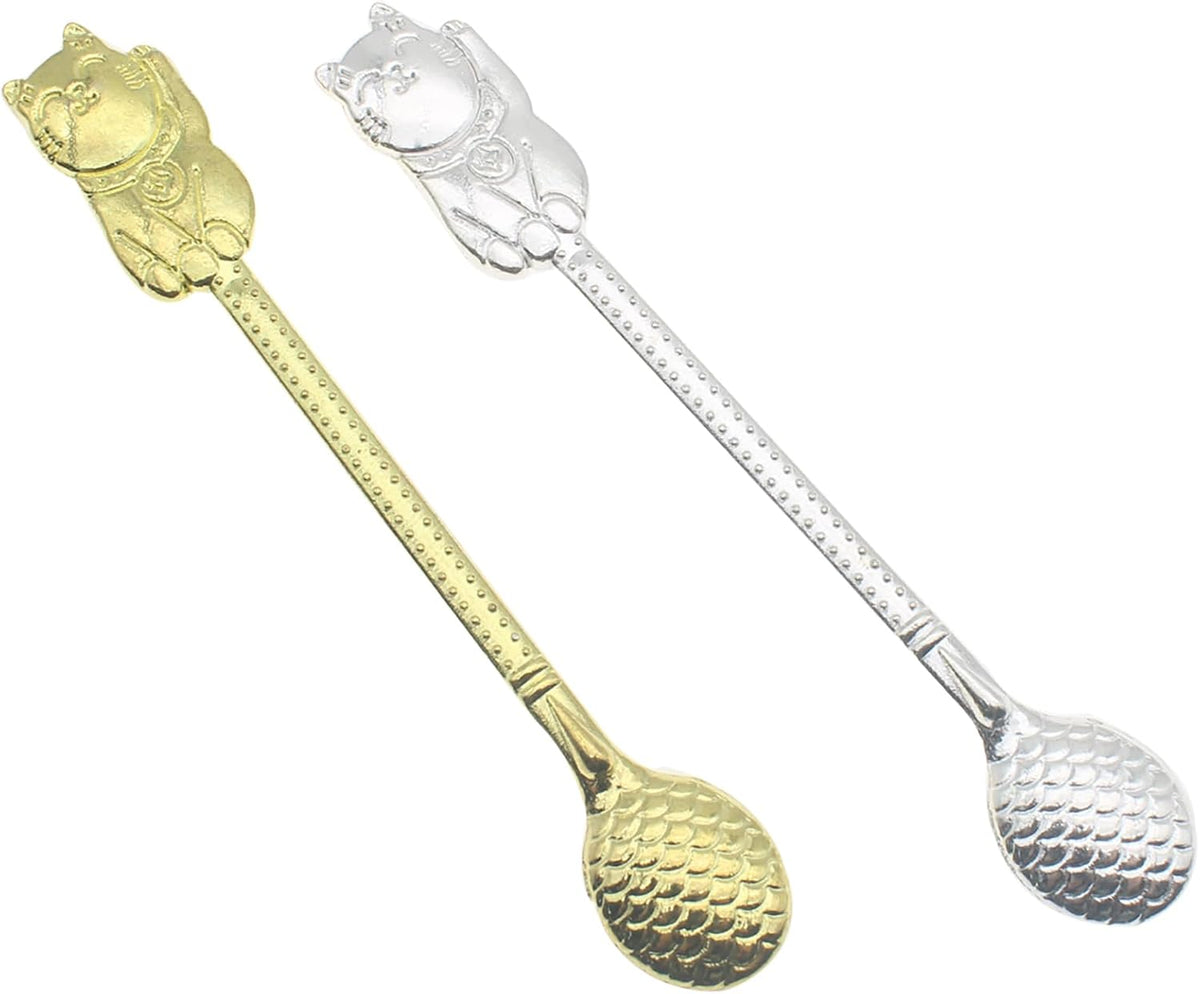 Mini Powder Medicine Scoop 2pcs Metal Shovel Spoon Shovel Scoop with Crystal for Bottle Home Supplies (Antique silver + Bronze)