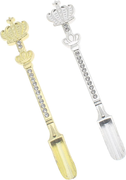 Mini Powder Medicine Scoop 2pcs Metal Shovel Spoon Shovel Scoop with Crystal for Bottle Home Supplies (Antique silver + Bronze)