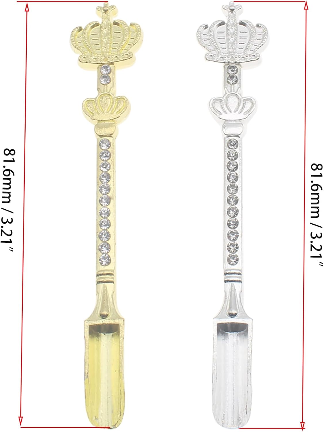 Mini Powder Medicine Scoop 2pcs Metal Shovel Spoon Shovel Scoop with Crystal for Bottle Home Supplies (Antique silver + Bronze)