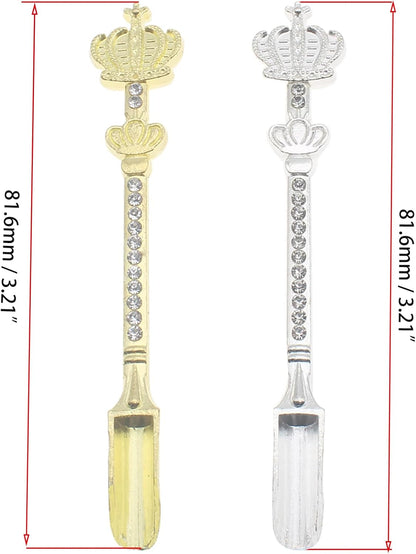 Mini Powder Medicine Scoop 2pcs Metal Shovel Spoon Shovel Scoop with Crystal for Bottle Home Supplies (Antique silver + Bronze)