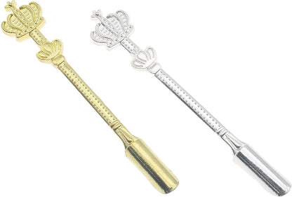 Mini Powder Medicine Scoop 2pcs Metal Shovel Spoon Shovel Scoop with Crystal for Bottle Home Supplies (Antique silver + Bronze)