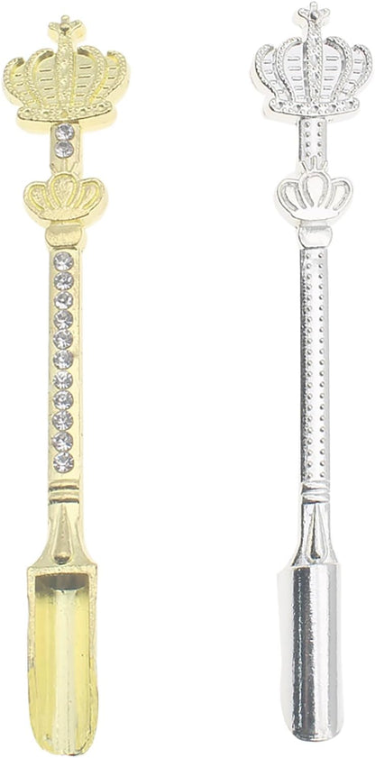 Mini Powder Medicine Scoop 2pcs Metal Shovel Spoon Shovel Scoop with Crystal for Bottle Home Supplies (Antique silver + Bronze)
