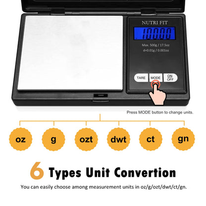 Gram Scale Digital Pocket Scales 0.01g 500g Small Jewelry Scale
