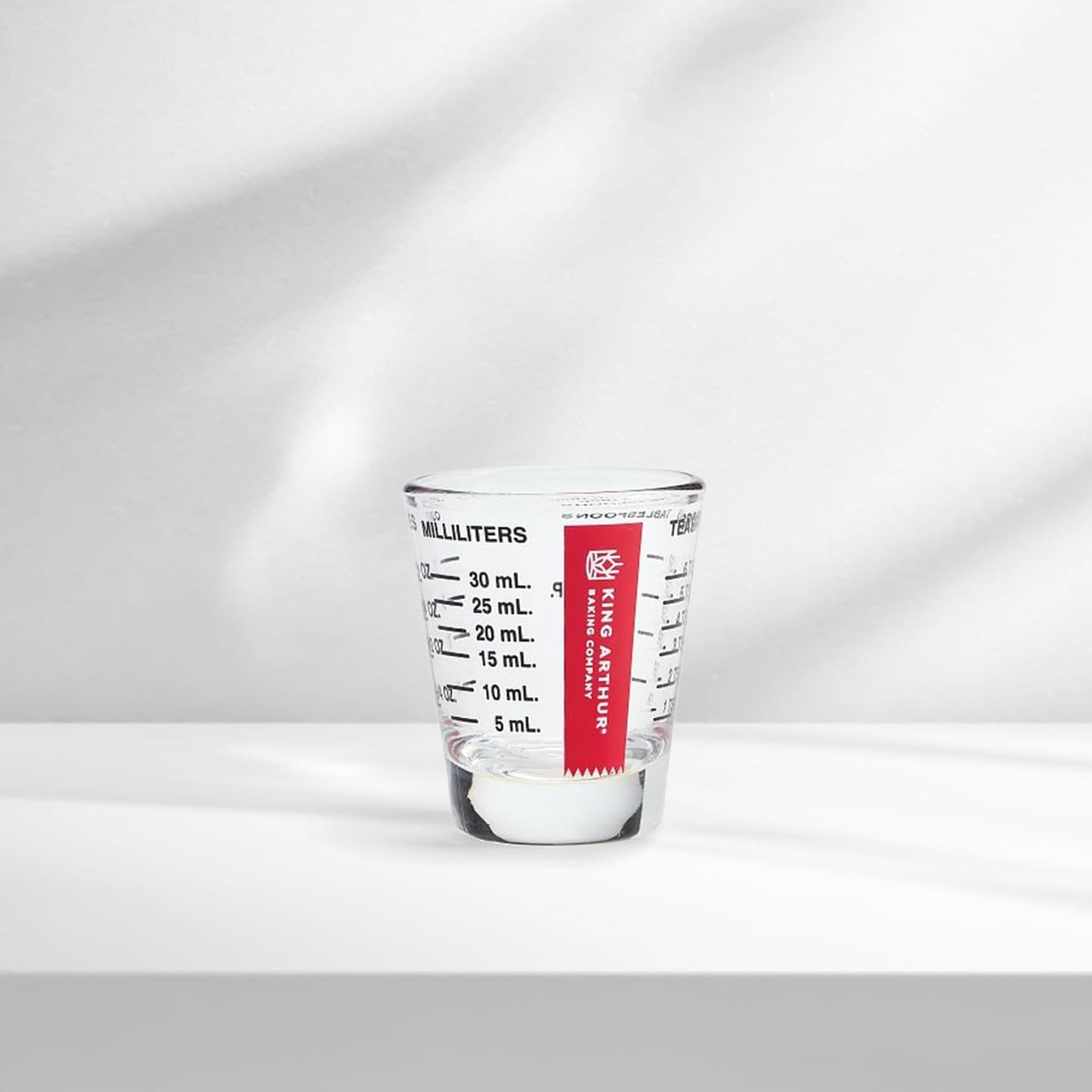 Baking Company Mini Measure Multi-Purpose Shot Glass, Heavyweight Glass, Black, Set Of 2, For Liquid And Dry Ingredients And Precise Recipe Prep