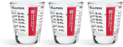 Baking Company Mini Measure Multi-Purpose Shot Glass, Heavyweight Glass, Black, Set Of 2, For Liquid And Dry Ingredients And Precise Recipe Prep
