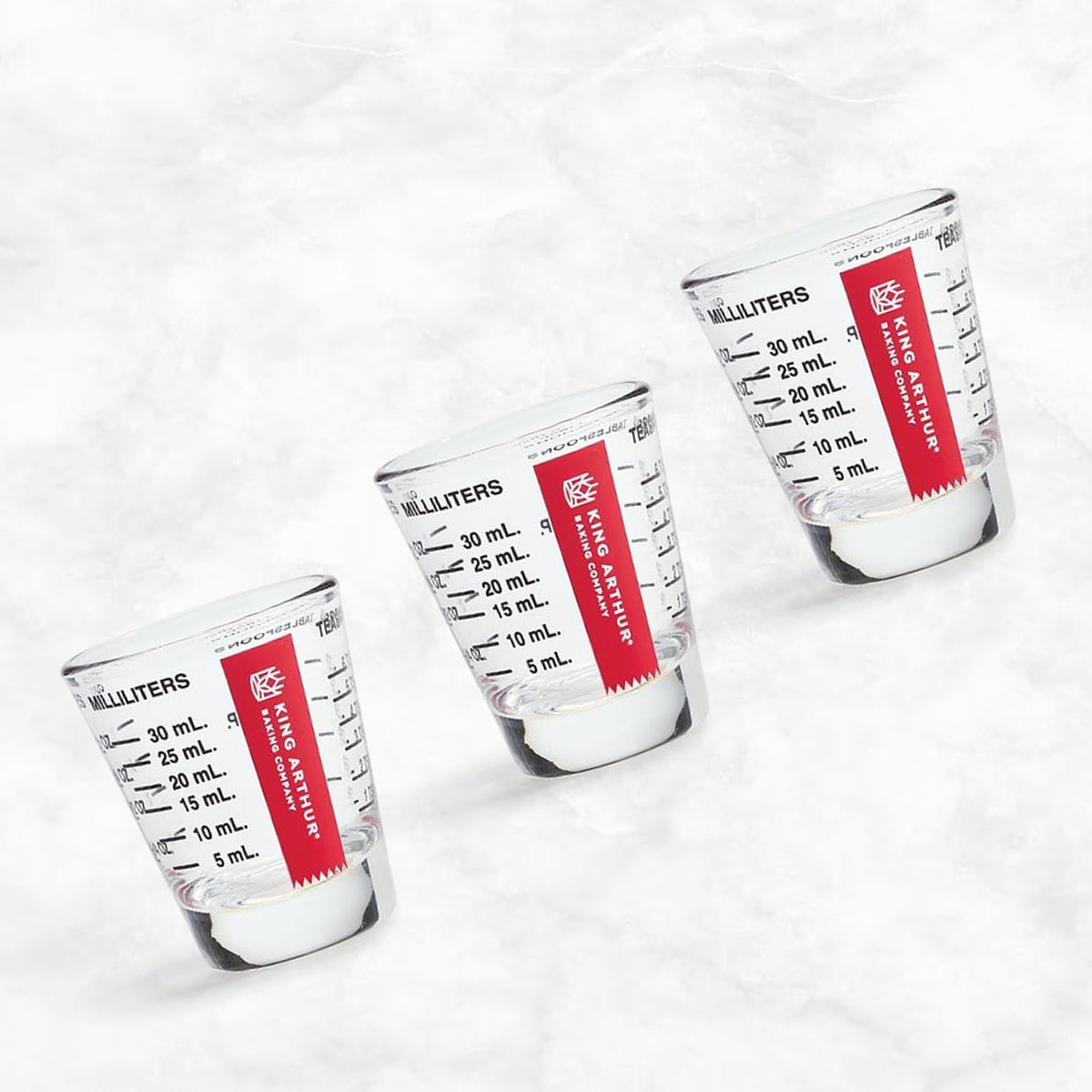 Baking Company Mini Measure Multi-Purpose Shot Glass, Heavyweight Glass, Black, Set Of 2, For Liquid And Dry Ingredients And Precise Recipe Prep