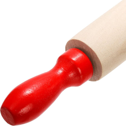 Set of 12 Mini Rolling Pin, 8 Inch Wood Dough Roller for Baking with Red Handle, Small Clay Rolling Pin for Craft Fondant Pastry Pizza Crafting and Imaginative Play