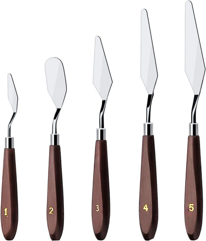 Cake Cream Spatula 5 Pieces/Set Stainless Steel Frosting Baking Pastry Tool Mixing Set Cake Icing Oil Painting Decorating Cream Toner Tool