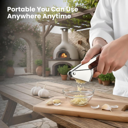 Garlic Press Stainless Steel – Heavy Duty No-Peel Garlic Crusher & Mincer, High Capacity Chamber, Rust-Free 304 Steel, Easy Clean & Dishwasher Safe Clove Crusher & Hand Mincer