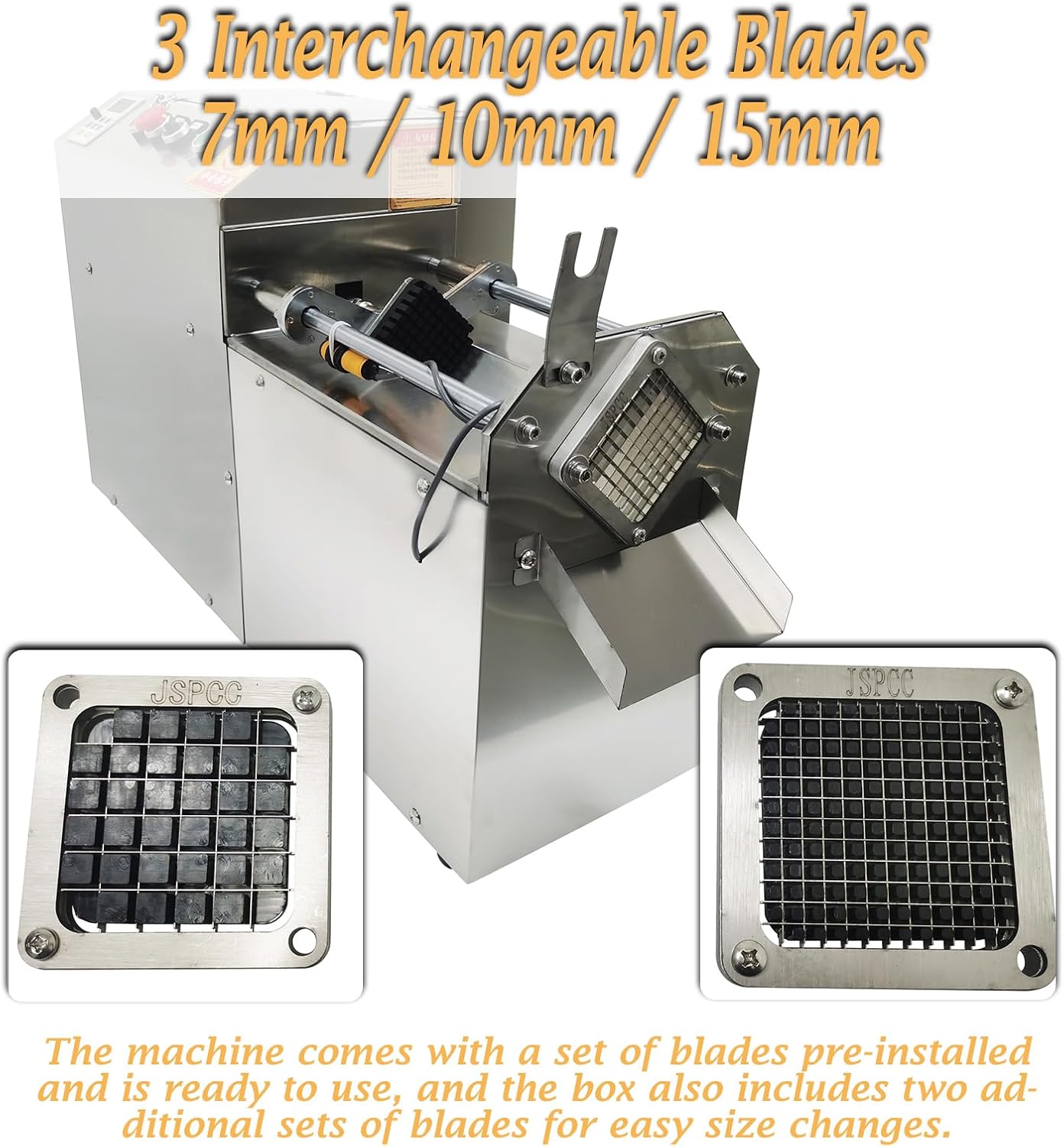 Automatic French Fry Cutter, 110V 1100W Commercial Potato Slicer, Electric Vegetable Strip Pusher with 7/10/15mm Blades & Infrared Safety Sensor, 220-660LBS/H Output for Sweet Carrot Onion