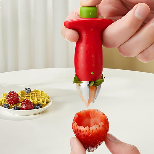 Red Strawberry Huller Remover Tool – Effortless Fruit Stem Removal, Ideal for Kitchen Prep