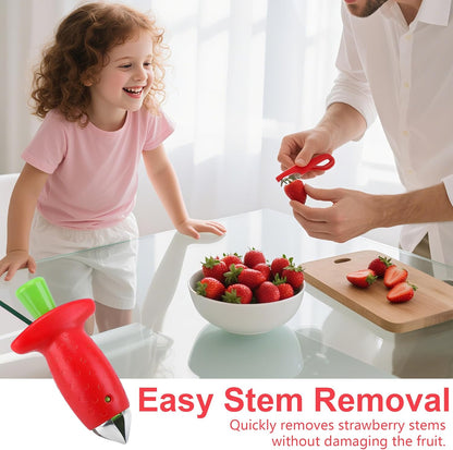 Red Strawberry Huller Remover Tool – Effortless Fruit Stem Removal, Ideal for Kitchen Prep