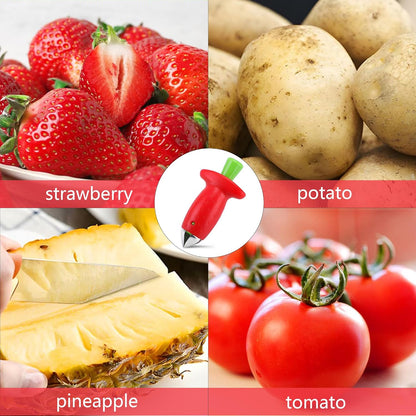 Red Strawberry Huller Remover Tool – Effortless Fruit Stem Removal, Ideal for Kitchen Prep