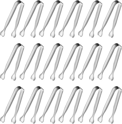 Mini Serving Tongs, 18-Packs Stainless Steel Sugar Tongs, 4.3inch Ice Tongs Kitchen Appetizers Tongs for Coffee Bar, Tea Party, Desserts Party, Sugar and Ice Bucket