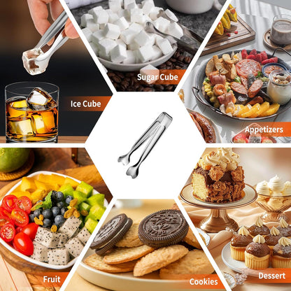 Mini Serving Tongs, 18-Packs Stainless Steel Sugar Tongs, 4.3inch Ice Tongs Kitchen Appetizers Tongs for Coffee Bar, Tea Party, Desserts Party, Sugar and Ice Bucket