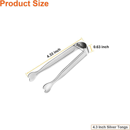 Mini Serving Tongs, 18-Packs Stainless Steel Sugar Tongs, 4.3inch Ice Tongs Kitchen Appetizers Tongs for Coffee Bar, Tea Party, Desserts Party, Sugar and Ice Bucket