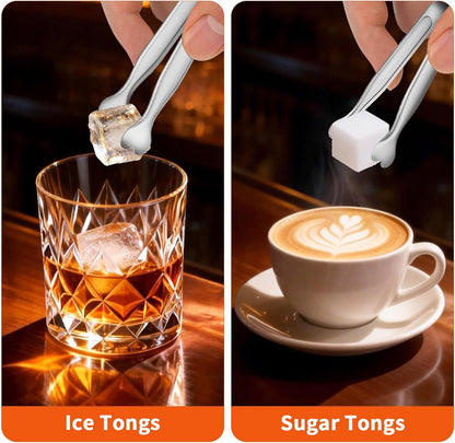 Mini Serving Tongs, 18-Packs Stainless Steel Sugar Tongs, 4.3inch Ice Tongs Kitchen Appetizers Tongs for Coffee Bar, Tea Party, Desserts Party, Sugar and Ice Bucket