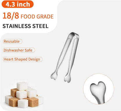 Mini Serving Tongs, 18-Packs Stainless Steel Sugar Tongs, 4.3inch Ice Tongs Kitchen Appetizers Tongs for Coffee Bar, Tea Party, Desserts Party, Sugar and Ice Bucket
