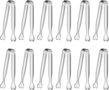 Mini Serving Tongs, 18-Packs Stainless Steel Sugar Tongs, 4.3inch Ice Tongs Kitchen Appetizers Tongs for Coffee Bar, Tea Party, Desserts Party, Sugar and Ice Bucket