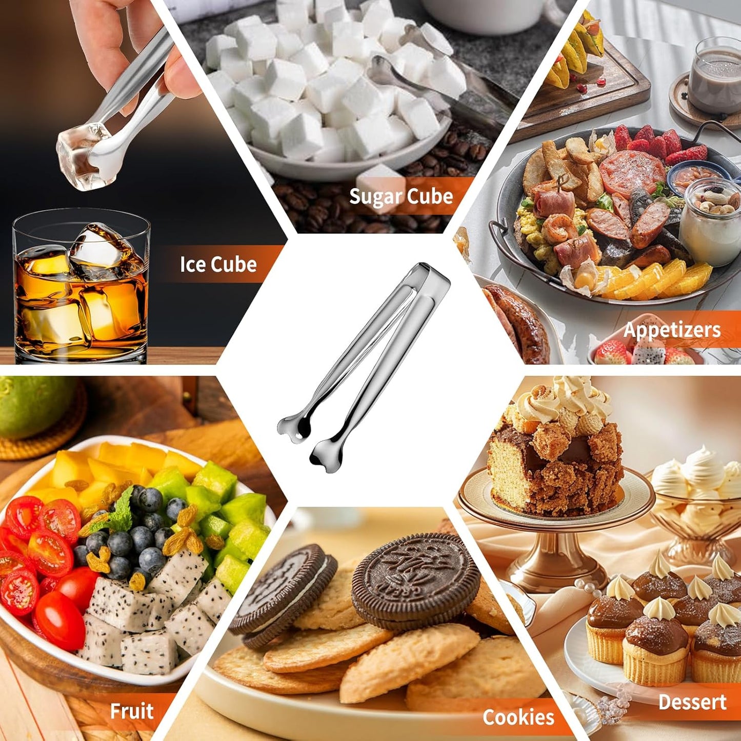 Mini Serving Tongs, 18-Packs Stainless Steel Sugar Tongs, 4.3inch Ice Tongs Kitchen Appetizers Tongs for Coffee Bar, Tea Party, Desserts Party, Sugar and Ice Bucket