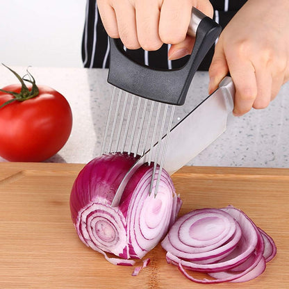 Stainless Steel Onion Holder Fruits Veg Meat Tomato Cutter Slicer Peeler Chopper,Stainless Steel Cutting Kitchen Gadget