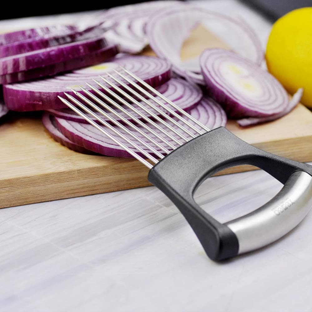 Stainless Steel Onion Holder Fruits Veg Meat Tomato Cutter Slicer Peeler Chopper,Stainless Steel Cutting Kitchen Gadget