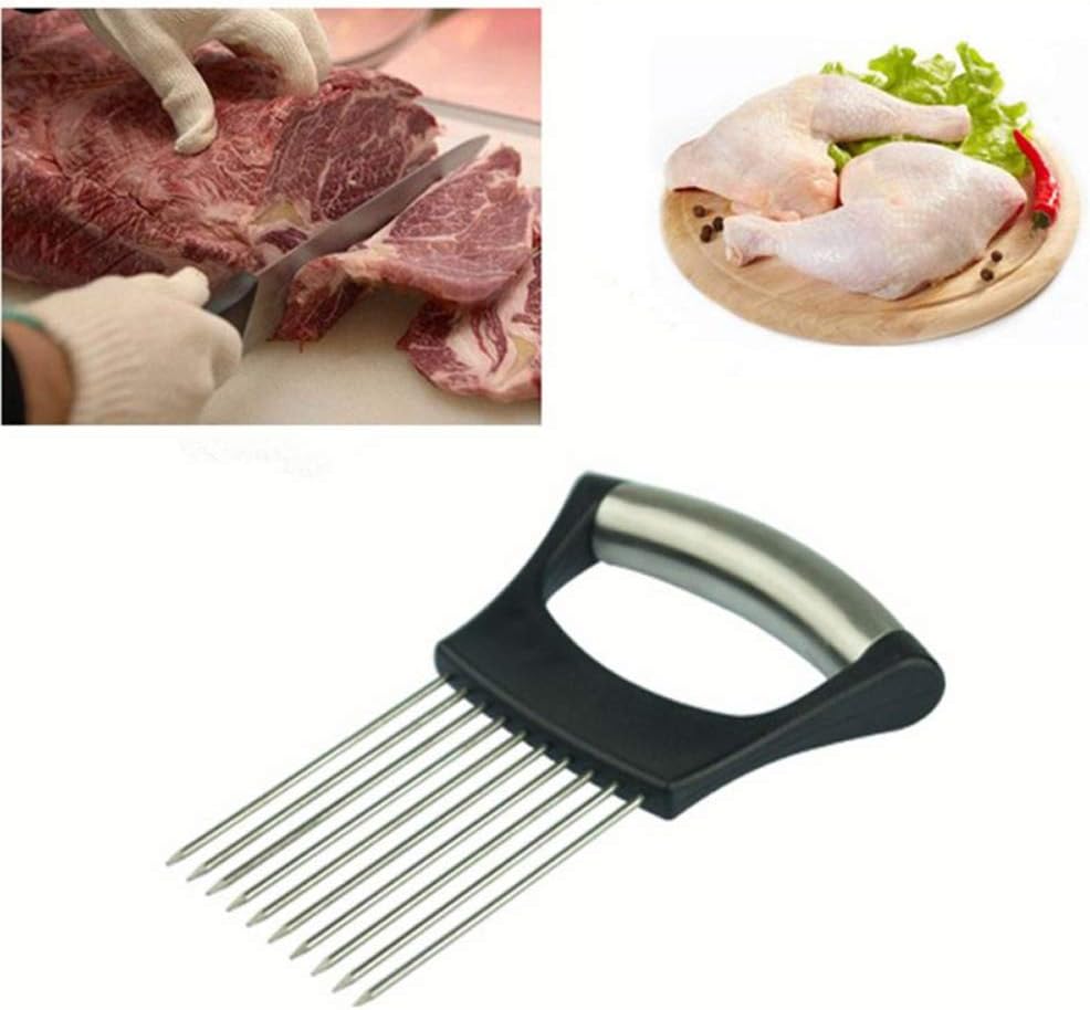 Stainless Steel Onion Holder Fruits Veg Meat Tomato Cutter Slicer Peeler Chopper,Stainless Steel Cutting Kitchen Gadget