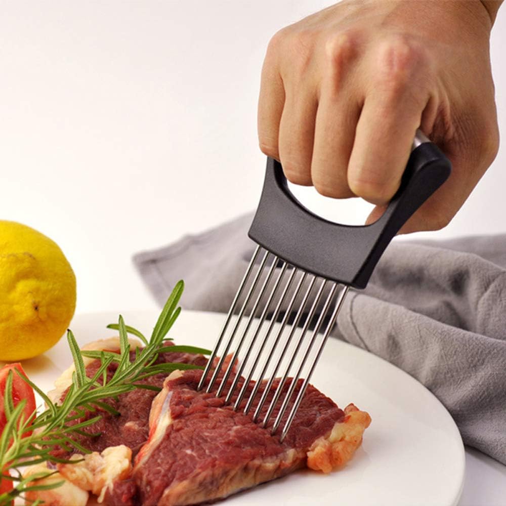 Stainless Steel Onion Holder Fruits Veg Meat Tomato Cutter Slicer Peeler Chopper,Stainless Steel Cutting Kitchen Gadget