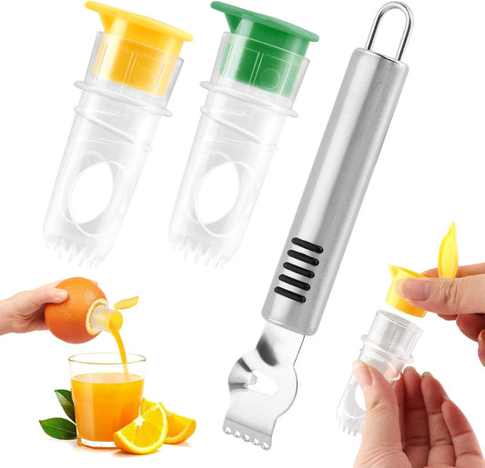 2 Pcs Mini Lemon Squeezer,with Stainless Steel Grater New Screw Top Lemon Squeezer Manual Portable Orange Squeezer for Seasoning Cooking and Cocktails(SIZE:2 pcs)