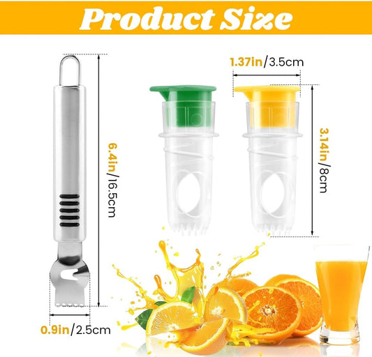 2 Pcs Mini Lemon Squeezer,with Stainless Steel Grater New Screw Top Lemon Squeezer Manual Portable Orange Squeezer for Seasoning Cooking and Cocktails(SIZE:2 pcs)