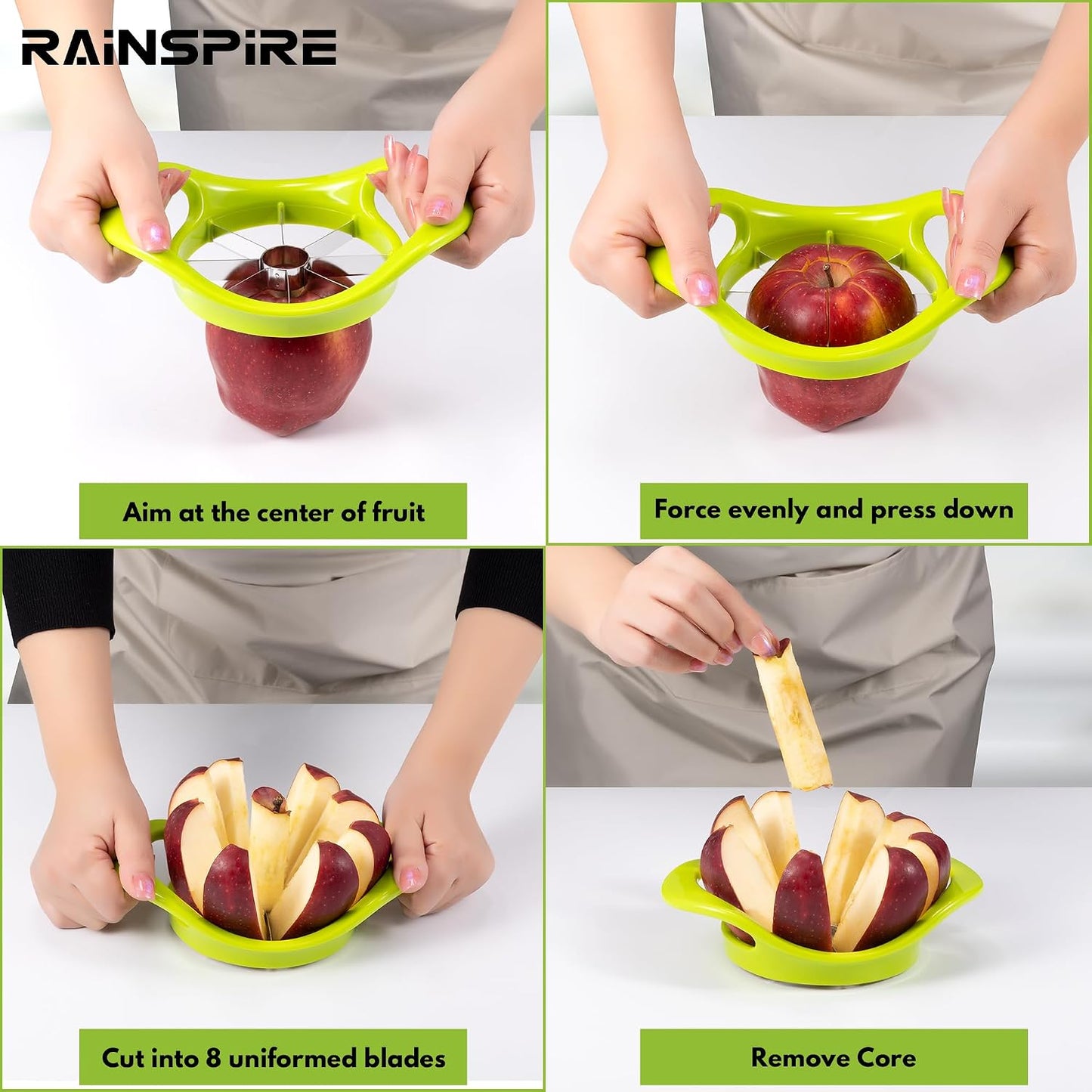 Apple Cutter 8 Slices, 8 Blade Apple Slicer and Corer, Apple Corer Tool with Stainless Steel Blades, Super Sharp Fruit Cutter Fruit Slicer (Red)