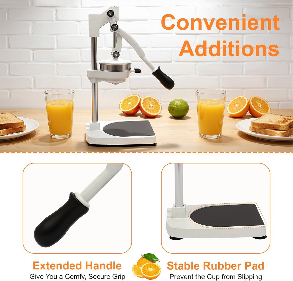Manual Juicer & Heavy Duty Hand Press Juicer, Cast Iron Citrus Juicer Squeezer with Stable Base, Commercial Grade Manual Press for Orange Lemon Lime Grapefruit and Pomegranate, Easy to Clean and Use