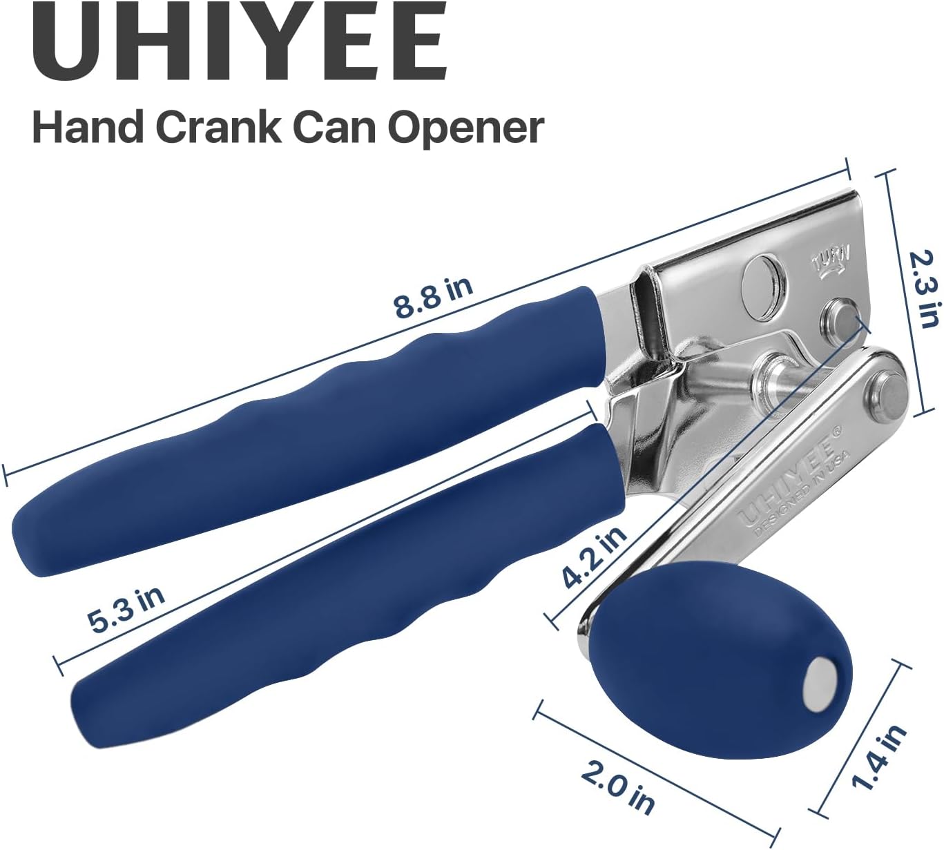 Commercial Can Opener, Hand Crank Can Opener Manual Heavy Duty with Comfortable Extra-long Handles, Oversized Knob, Large Handheld Can Open Easy for Big Cans, Black