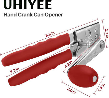 Commercial Can Opener, Hand Crank Can Opener Manual Heavy Duty with Comfortable Extra-long Handles, Oversized Knob, Large Handheld Can Open Easy for Big Cans, Black
