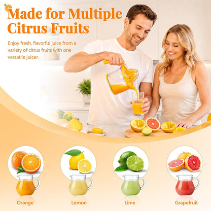 4-in-1 Orange Juicer Manual - 16.9oz Lemon Squeezer, Dual Reamers