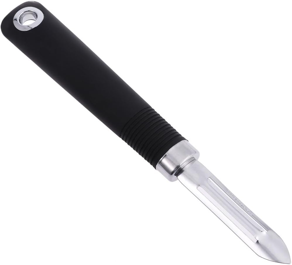 Stainless Steel Non Swivel Fruit Peeler Vegetable Peeler for Carrots Cucumbers Pears Dual-Edge Kitchen Tool with Hanging Hole 7.87 in