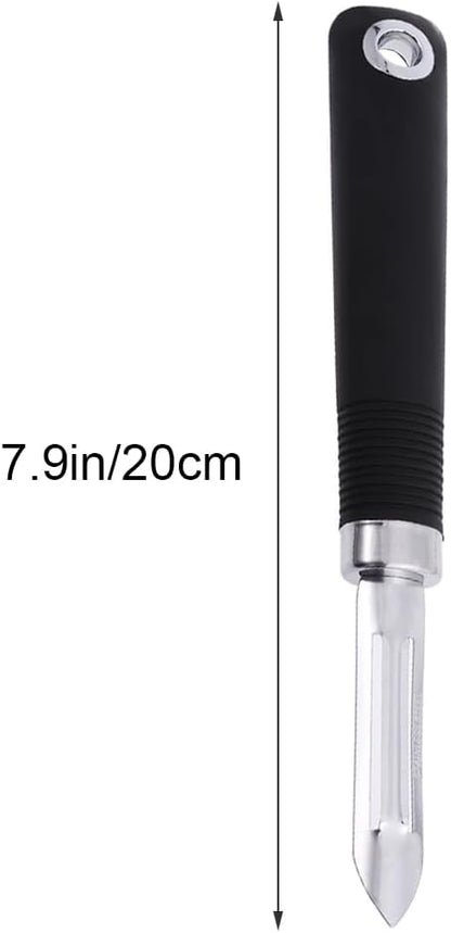 Stainless Steel Non Swivel Fruit Peeler Vegetable Peeler for Carrots Cucumbers Pears Dual-Edge Kitchen Tool with Hanging Hole 7.87 in