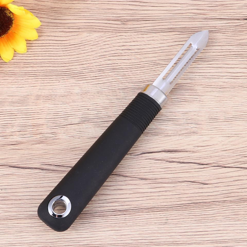 Stainless Steel Non Swivel Fruit Peeler Vegetable Peeler for Carrots Cucumbers Pears Dual-Edge Kitchen Tool with Hanging Hole 7.87 in