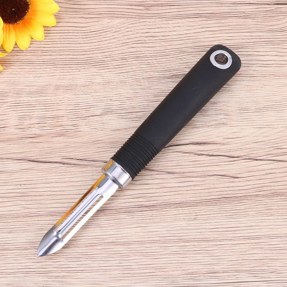 Stainless Steel Non Swivel Fruit Peeler Vegetable Peeler for Carrots Cucumbers Pears Dual-Edge Kitchen Tool with Hanging Hole 7.87 in