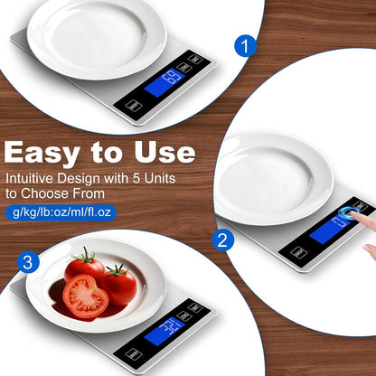 Food Scale, Digital Kitchen Scale for Kitchen 1g Precision, 11lb
