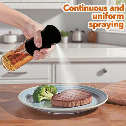 Olive Oil Sprayer for Cooking, 220ml Glass Oil Dispenser | Kitchen Gadgets, Food Grade Premium Spray Bottle, Continuous Spray with Portion Control, for Salad, Frying, BBQ