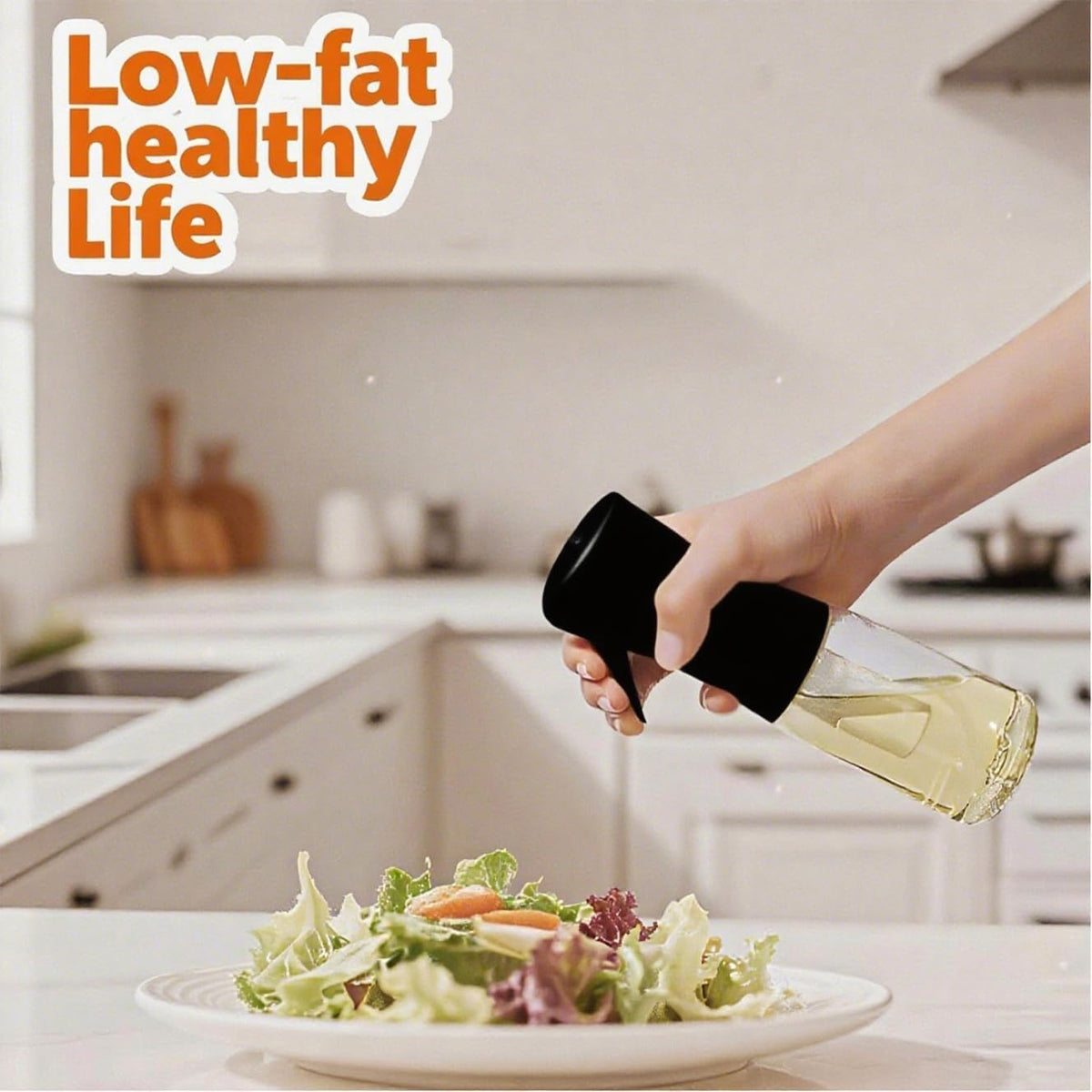 Olive Oil Sprayer for Cooking, 220ml Glass Oil Dispenser | Kitchen Gadgets, Food Grade Premium Spray Bottle, Continuous Spray with Portion Control, for Salad, Frying, BBQ