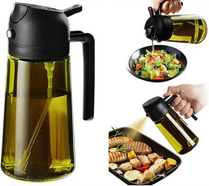 Olive Oil Sprayer for Cooking, 220ml Glass Oil Dispenser | Kitchen Gadgets, Food Grade Premium Spray Bottle, Continuous Spray with Portion Control, for Salad, Frying, BBQ