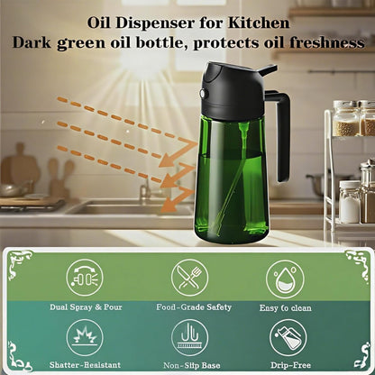 Olive Oil Sprayer for Cooking, 220ml Glass Oil Dispenser | Kitchen Gadgets, Food Grade Premium Spray Bottle, Continuous Spray with Portion Control, for Salad, Frying, BBQ