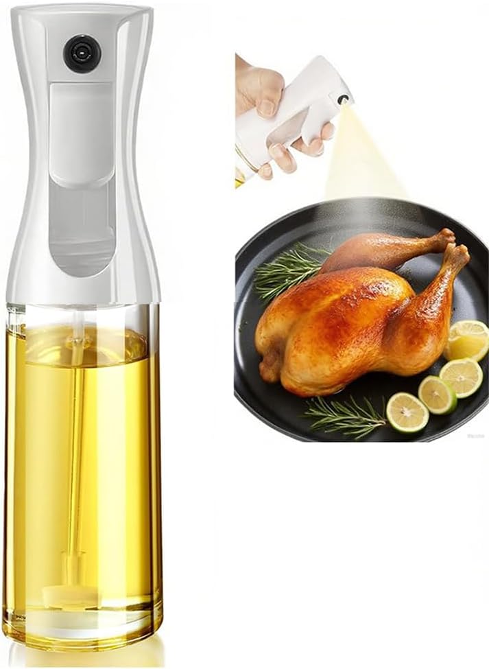 Olive Oil Sprayer for Cooking, 220ml Glass Oil Dispenser | Kitchen Gadgets, Food Grade Premium Spray Bottle, Continuous Spray with Portion Control, for Salad, Frying, BBQ
