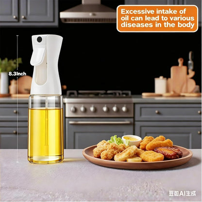 Olive Oil Sprayer for Cooking, 220ml Glass Oil Dispenser | Kitchen Gadgets, Food Grade Premium Spray Bottle, Continuous Spray with Portion Control, for Salad, Frying, BBQ