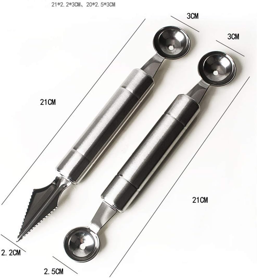 Melon Baller Scoop Set Stainless steel Dual-Purpose DIY Fruit Carving Knife Ice Cream Scoop Dishwasher Safe