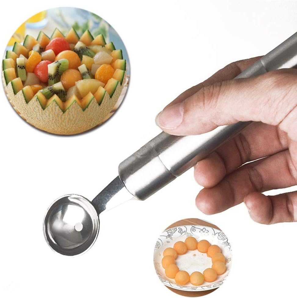 Melon Baller Scoop Set Stainless steel Dual-Purpose DIY Fruit Carving Knife Ice Cream Scoop Dishwasher Safe