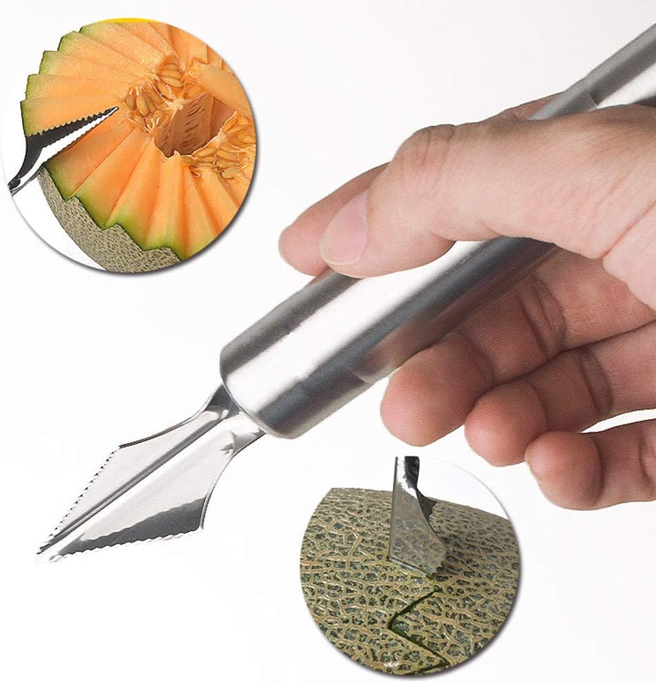Melon Baller Scoop Set Stainless steel Dual-Purpose DIY Fruit Carving Knife Ice Cream Scoop Dishwasher Safe