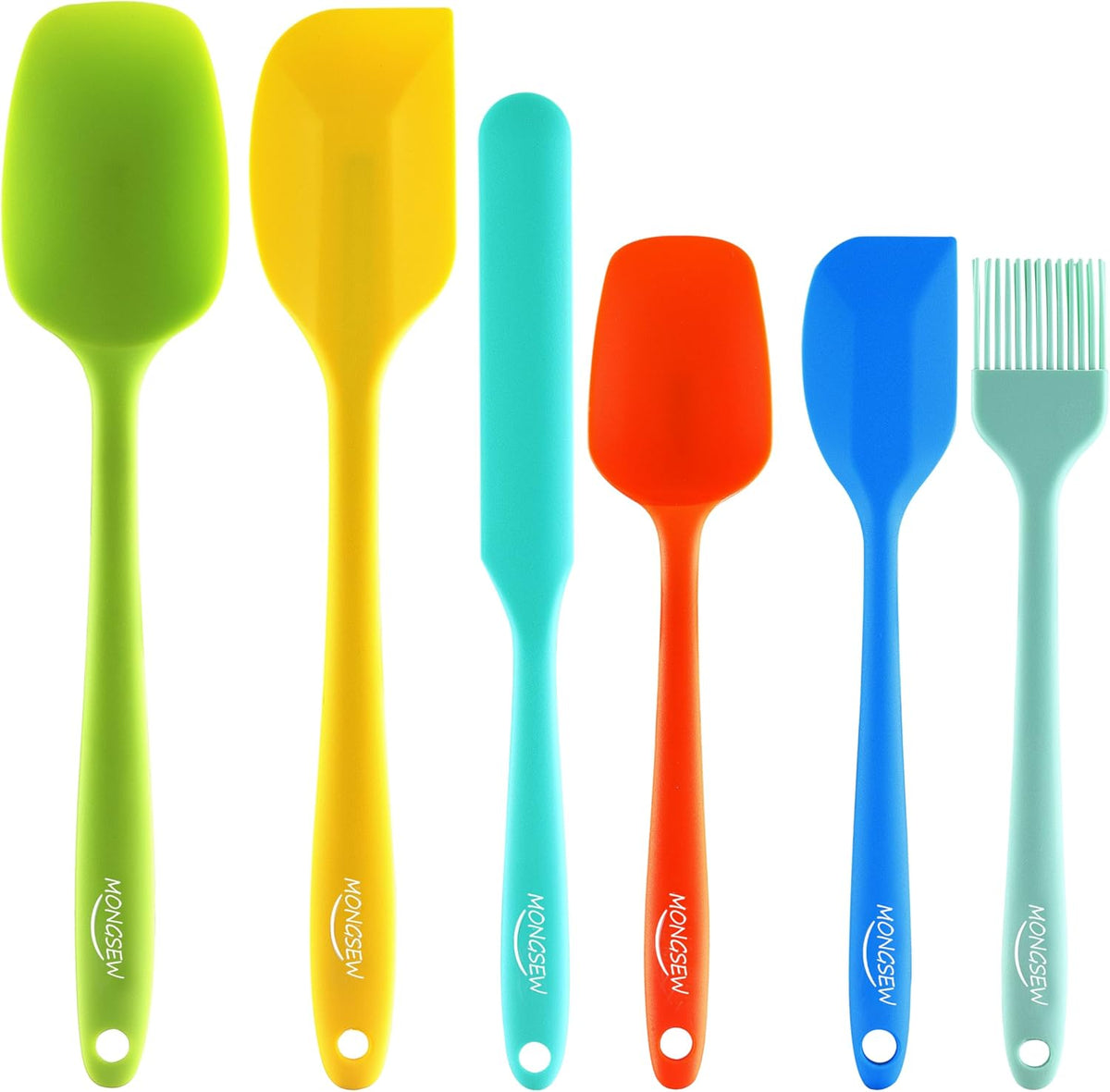 6PCS Silicone Spatulas, Food Grade Heat Resistant Rubber Spatula Set, Kitchen Spatulas for Baking, Cooking and Mixing, BPA-Free, Dishwasher Safe (Set of 6, Multi Colors)